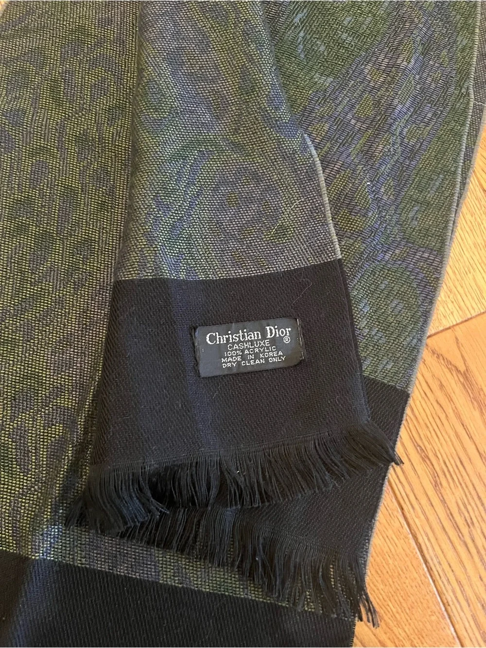 Vintage Christian Dior Green & Black Scarf